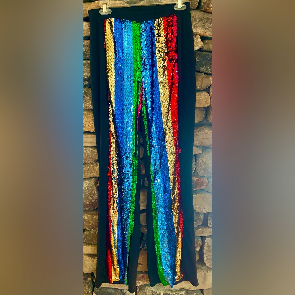 Rainbow sequin pants L 🌈